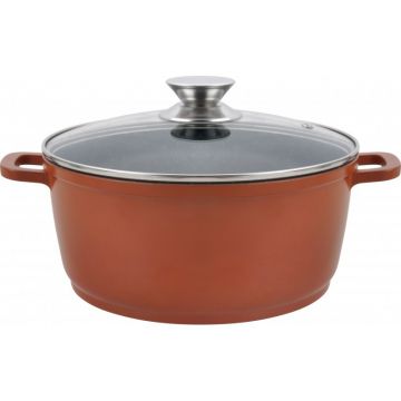 Cratita din Aluminiu, Ceramica, 24 cm, 4.5 l, cu Capac din Sticla, Grunberg