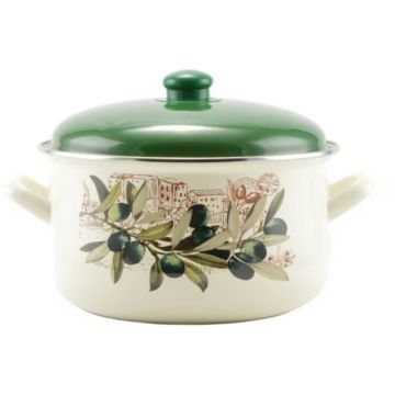 Cratita Emailata cu Capac, 18 x 10.5 cm, 2.4 l, Perfect Home