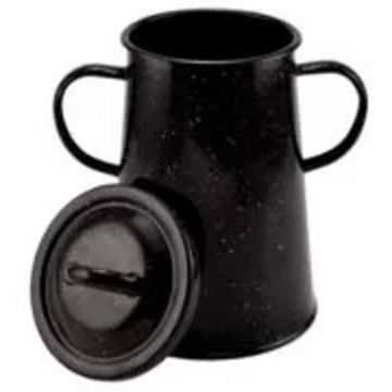 Garnita Emailata pentru Untura cu Capac 2 l, Negru, Perfect Home