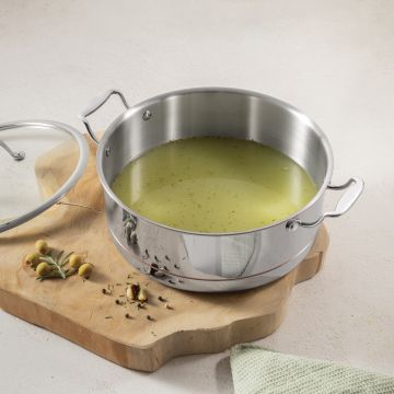 Oala adanca cu capac Berlinger Haus, Copper Touch, 28 cm, inox/aluminiu, argintiu