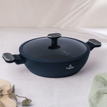 Oala cu capac Berlinger Haus, Deep Sea, 28 cm, 3.8 L, aluminiu forjat, albastru mat/gri