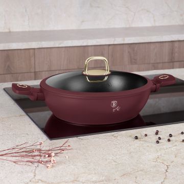 Oala cu capac Berlinger Haus, Leonardo, 28 cm, 3.8 L, aluminiu forjat, visiniu mat