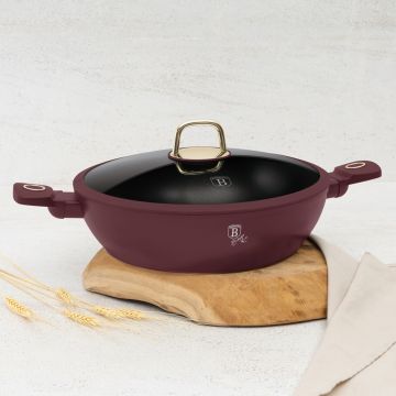 Oala cu capac Berlinger Haus, Leonardo, 30 cm, 4.5 L, aluminiu forjat, visiniu mat