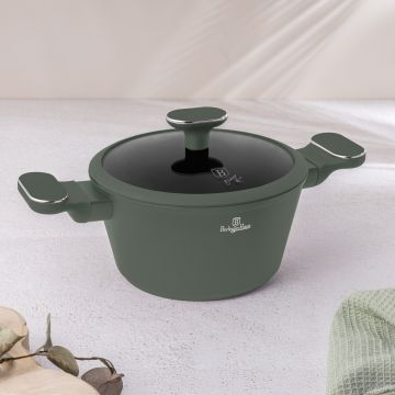 Oala cu capac Berlinger Haus, Matte Green, 20 cm, 2.5 L, aluminiu forjat, verde mat