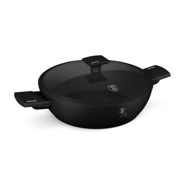 Oala cu capac Berlinger Haus, Monaco, 30 cm, 4.5 L, aluminiu forjat, negru