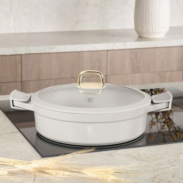Oala cu capac Berlinger Haus, Sahara, 28 cm, 4.2 L, fonta, crem mat