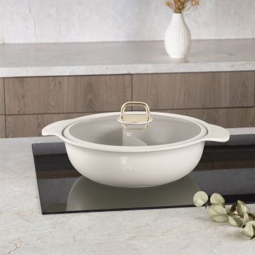 Oala cu capac Berlinger Haus, Sahara, 30x10 cm, 4.2 L, aluminiu turnat, crem mat