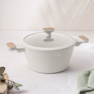 Oala cu capac Berlinger Haus, Sahara Nordic, 24 cm, 4.3 L, aluminiu forjat, crem mat/natur