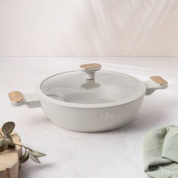 Oala cu capac Berlinger Haus, Sahara Nordic, 28 cm, 3.8 L, aluminiu forjat, crem mat/natur