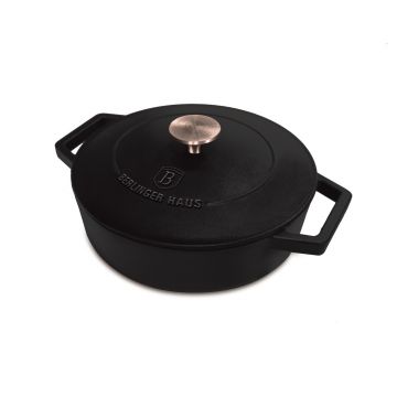Oala cu capac Berlinger Haus, Strong Mold, 26 cm, 2.57 L, fonta, negru