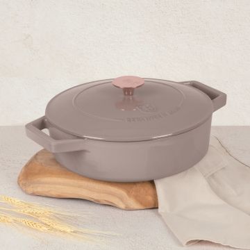 Oala cu capac Berlinger Haus, Taupe, 26 cm, 2.57 L, fonta, taupe