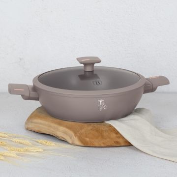 Oala cu capac Berlinger Haus, Taupe, 28 cm, 3.8 L, aluminiu forjat, taupe mat