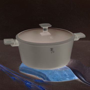 Oala cu capac Berlinger Haus, Taupe, 30 cm, 8 L, aluminiu forjat, taupe mat