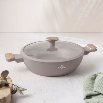 Oala cu capac Berlinger Haus, Taupe Nordic, 28 cm, 3.8 L, aluminiu forjat, taupe mat/natur