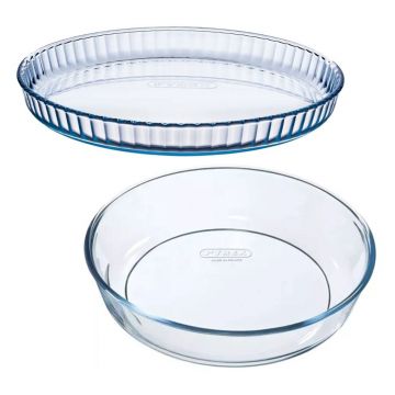 Set 2 forme tarta, sticla termorezistenta, 26cm/28cm - Pyrex