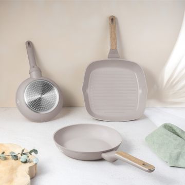 Set 3 tigai Berlinger Haus, Taupe Nordic, 20/24/28 cm, aluminiu forjat, taupe mat/natur