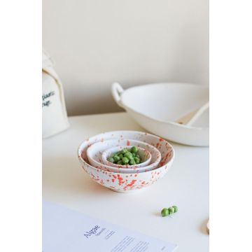 Set boluri ceramice, Hermia, 886SVN1130, Mediu: 12,2 x 12,2 x 4,7 cm (1 bucată), Portocaliu/Alb