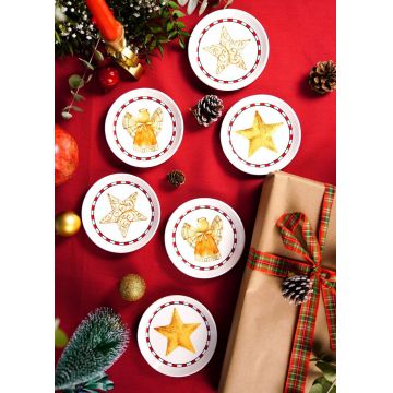 Set boluri pentru aperitive, Hermia, 280TMA1651, Alb / Roșu / Auriu