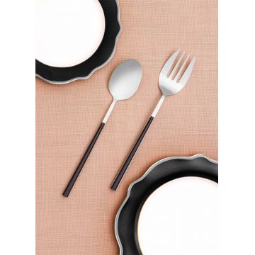 Set de servire (2 piese), L'essentiel Maison, 280TMA3701, Dimensiune: 28 x 6 x 1 cm (2 bucăți), Argintiu / Negru