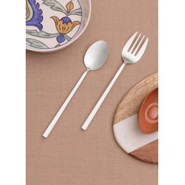 Set de servire (2 piese), L'essentiel Maison, 280TMA3702, Dimensiune: 28 x 6 x 1 cm (2 bucăți), Argintiu/Alb