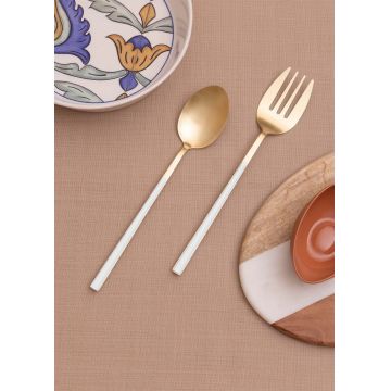 Set de servire (2 piese), L'essentiel Maison, 280TMA3703, Dimensiune: 28 x 6 x 1 cm (2 bucăți), Aur/Alb