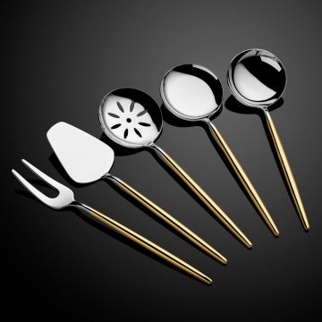 Set de servire (5 piese), L'essentiel Maison, 645DRM1103, Acoperit cu aur de 24K, Aur argint
