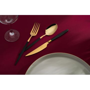 Set de tacâmuri (12 piese), L'essentiel Maison, 294HRO1109, Furculiță de masă: 21 x 2,5 cm (4 bucăți), Aur/Negru