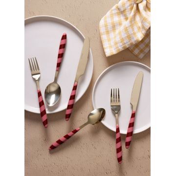 Set de tacâmuri (36 de piese), L'essentiel Maison, 280TMA3721, Furculiță de masă: 19 x 3 cm (6 bucăți), Auriu / Roz