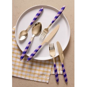 Set de tacâmuri (36 de piese), L'essentiel Maison, 280TMA3722, Furculiță de masă: 19 x 3 cm (6 bucăți), Auriu / Mov