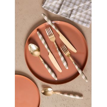 Set de tacâmuri (36 de piese), L'essentiel Maison, 280TMA3723, Furculiță de masă: 19 x 3 cm (6 bucăți), Aur/Verde