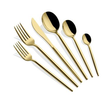 Set de tacâmuri (36 de piese), L'essentiel Maison, 645DRM1215, Acoperit cu titan PVD, Auriu