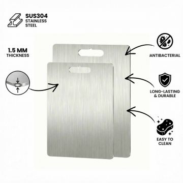 Set de tocătoare (2 piese), L'essentiel Maison, 729BNT1252, Dimensiune: 24 x 34 cm (1 bucată), Argintiu