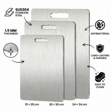 Set de tocătoare (3 piese), L'essentiel Maison, 729BNT1251, Dimensiune: 20 x 30 cm (1 bucată), Argintiu