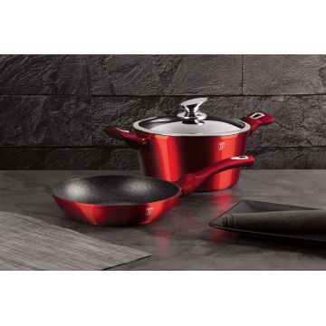 Set pentru gatit Berlinger Haus, Burgundy, 3 piese, aluminiu forjat, rosu