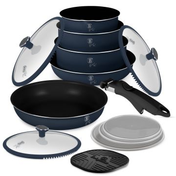 Set pentru gatit Berlinger Haus, Deep Sea, 13 piese, aluminiu, albastru mat/gri