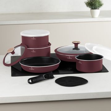 Set pentru gatit Berlinger Haus, Leonardo Nordic, 13 piese, aluminiu, visiniu mat