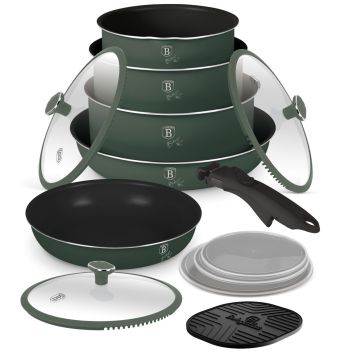 Set pentru gatit Berlinger Haus, Matte Green, 13 piese, aluminiu, verde mat