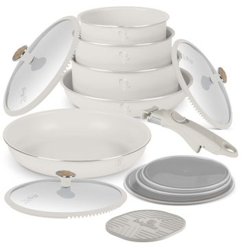 Set pentru gatit Berlinger Haus, Sahara Nordic, 13 piese, aluminiu, crem mat/natur