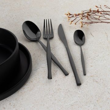 Set tacamuri 24 piese Berlinger Haus, Matte Black, model patrat, inox, negru