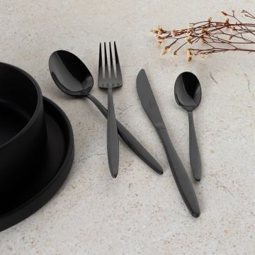 Set tacamuri 24 piese Berlinger Haus, Matte Black, model rotunjit, inox, negru