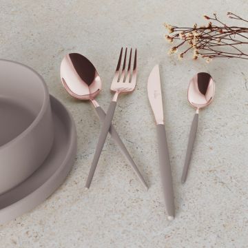 Set tacamuri 24 piese Berlinger Haus, Taupe, inox, taupe/roz