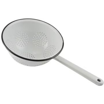Strecuratoare Emailata pentru Paste, 22 cm, Alba, Perfect Home