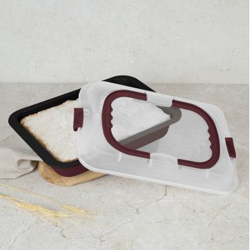 Tava cu capac Berlinger Haus, Leonardo, 36.5x24.5x5.5 cm, otel carbon/plastic, visiniu mat