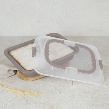 Tava cu capac Berlinger Haus, Taupe, 36.5x24.5x5.5 cm, otel carbon/plastic, taupe mat/alb