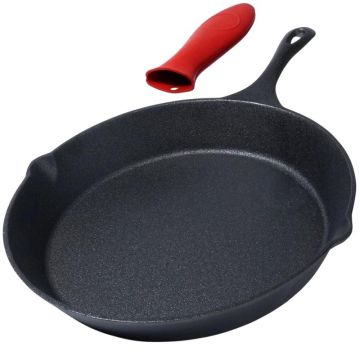 Tigaie din Fonta 25 cm Diametru, cu Protectie pentru Maner, Compatibila Gaz, Electric, Ceramic, Halogen, Inductie