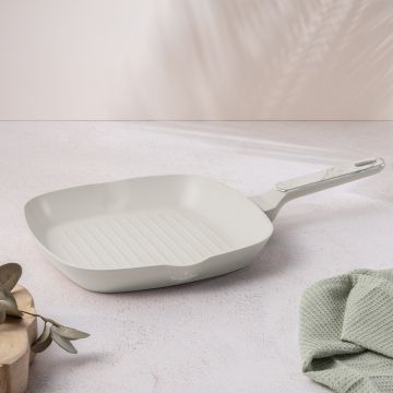 Tigaie grill Berlinger Haus, Sahara Marble, 28 cm, 2.1 L, aluminiu forjat, crem mat/marmura