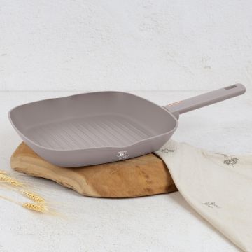 Tigaie grill Berlinger Haus, Taupe, 28 cm, 2.1 L, aluminiu forjat, taupe mat