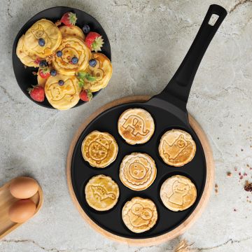 Tigaie pentru clatite, 7 forme Berlinger Haus, Black Rose, 26 cm, aluminiu turnat, negru