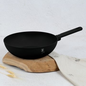 Tigaie Wok Berlinger Haus, Matte Black, 28 cm, 3.2 L, aluminiu forjat, negru
