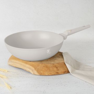 Tigaie Wok Berlinger Haus, Sahara, 28 cm, 3.2 L, aluminiu forjat, crem mat